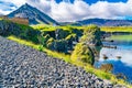 Volcanic landscape of basalt rocks formation