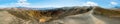 Volcanic landscape. Footpath between Ubehebe and Little Hebe Craters, panoramic view, Death Valley National Park, CA Royalty Free Stock Photo