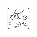 Volcanic landscape line color icon. Isolated vector element. Outline pictogram Royalty Free Stock Photo