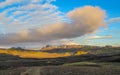 Epic sunset with and Myrdalsjokull landscape, Katla caldera, Botnar-Ermstur, Laugavegur Trail, southern Iceland