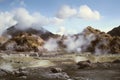 volcanic landscape with steaming fumaroles Royalty Free Stock Photo