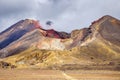 Volcanic landscape and volcano crater, Tongariro national park Royalty Free Stock Photo