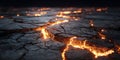 Volcanic Lava Flow Fiery Texture and Crackled Surface Royalty Free Stock Photo