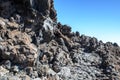 Volcanic lava landscape along the mountain path at the top of the Volcano Teide Royalty Free Stock Photo