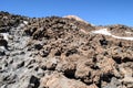 Volcanic lava landscape along the mountain path at the top of the Volcano Teide Royalty Free Stock Photo