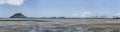 Volcanic Maunganai mount and low tide at Bay of Plenty, Tauranga, New Zealand