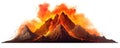 Volcanic Mountain In Eruption Against Transparent Background