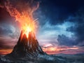 Volcanic Mountain In Eruption Royalty Free Stock Photo