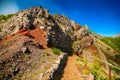 Volcanic mountain landscape with hiking path Royalty Free Stock Photo