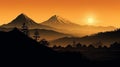 Volcanic Mountain Silhouette Landscape