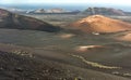 volcanic mountains del fuego in lanzarote, spain