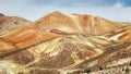 Volcanic multicolored mountains, near the town of Cariquima and Royalty Free Stock Photo