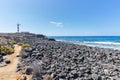 Volcanic ocean shore near lighthouse on Tenerife Royalty Free Stock Photo