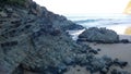 Volcanic rock on the beach of Anse Tillet on Basse-Terre in Guadeloupe