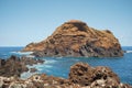 volcanic rock formation in ocean. Ilheu Mole, Madeira Island