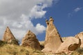 Volcanic rock formations known as fairy chimneys and extreme terrain of Cappadocia, Turkey Royalty Free Stock Photo