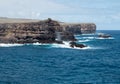 Volcanic rock lines coast in Galapagos Royalty Free Stock Photo