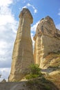 Volcanic rocks and limestone cliffs in Cappadocia valley. Turkey. Tourism and travel. geology and soil erosion