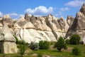 Volcanic rocks and limestone cliffs in Cappadocia valley. Turkey. Tourism and travel. geology and soil erosion