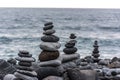 Volcanic rocks placed in pyramid mode, for enjoyment and relaxation. This unique place is located in the port of La Cruz in Teneri Royalty Free Stock Photo