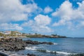 Volcanic rocks and sea water movement in Porto Martins, Terceira - Azores PORTUGAL Royalty Free Stock Photo