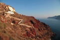 Volcanic Santorini panorama with steps