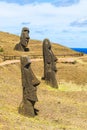 Volcanic Stone Statue at Rapa Nui National Park Royalty Free Stock Photo