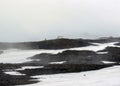 Volcanic white&black landscape of Fimmvorduhals between Eyjafjallajokull and Myrdalsjokull Fimmvorduhals Trek from Skogar to Royalty Free Stock Photo