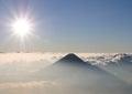 Volcano Agua in clouds