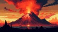 Pixel Art Volcano: A Western-themed Masterpiece