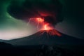 Volcano black sky eruption scene. Generate Ai