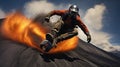 Volcano boarding extrem sport photography sky background view