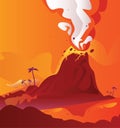 Volcano with burning lava