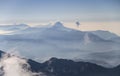Volcano chain of Guatemala from the summit of the Tajumulco Volcano, San Marcos, Guatemala Royalty Free Stock Photo