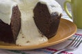 Volcano chocolate cake with milk syrup