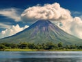 Ai Generated illustration Wildlife Concept of Volcano Concepcion on Ometepe Island in lake Nicaragua Royalty Free Stock Photo