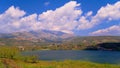 Volcano crater Birket Ram Rams pool and Mount Hermon Israel Royalty Free Stock Photo