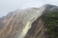 Volcano crater with yellow sulfur slope Royalty Free Stock Photo