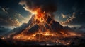 A volcano erupting with lava. Generative AI. Royalty Free Stock Photo