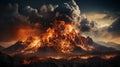 A volcano erupting with lava. Generative AI. Royalty Free Stock Photo