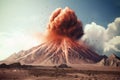 Volcano eruption. AI generated volcanic eruption with lava going down. Royalty Free Stock Photo