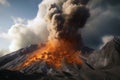 Volcano eruption. AI generated volcanic eruption with lava going down. Royalty Free Stock Photo