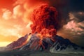 Volcano eruption. AI generated volcanic eruption with lava going down. Royalty Free Stock Photo