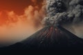Volcano eruption fire smoke. Generate Ai
