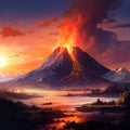 Volcano eruption. Generative AI