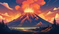 Volcano eruption illustration. Royalty Free Stock Photo