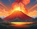 Volcano eruption illustration. Royalty Free Stock Photo