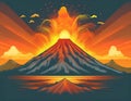 Volcano eruption illustration. Royalty Free Stock Photo