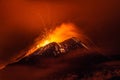 Volcano eruption landscape at night - Mount Etna in Sicily