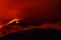 Volcano eruption landscape at night - Mount Etna in Sicily Royalty Free Stock Photo